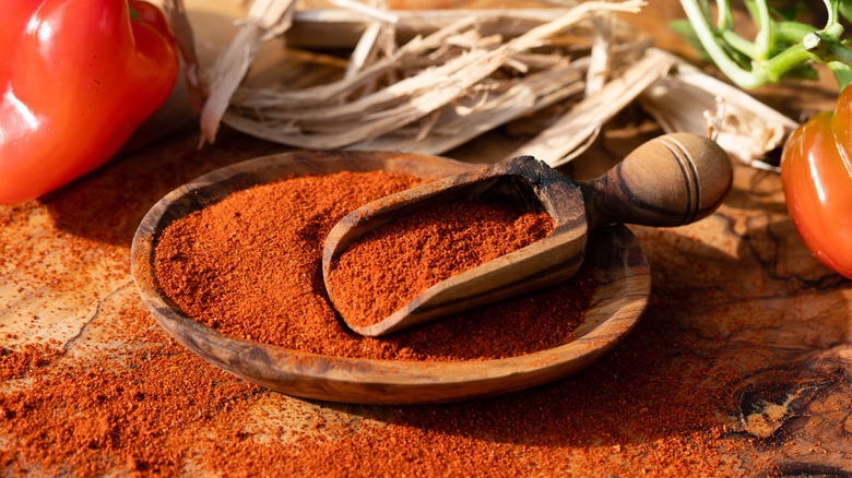 A bowl of paprika.