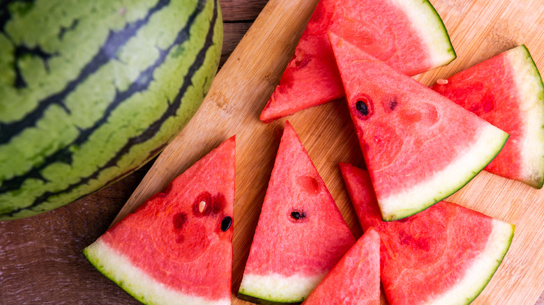 Watermelon cut into triangles