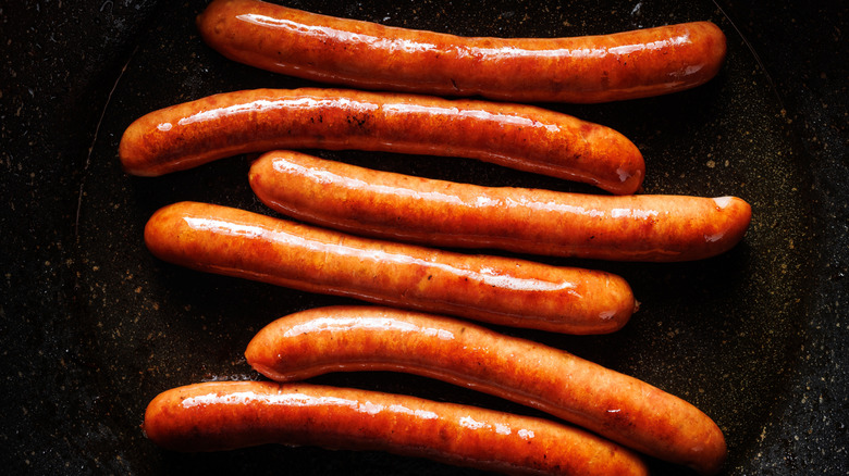 hot dogs on skillet